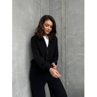 Прогулянковий жіночий костюм із трикотажу чорного кольору 30932