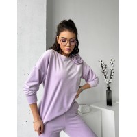 Велюровий жіночий костюм лiлового кольору 30934