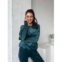 Велюровий жіночий костюм смарагдового кольору 30939