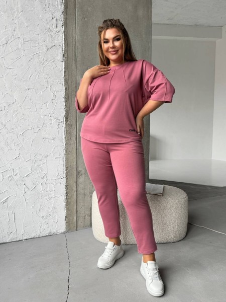 Легкий спортивный костюм пудрового цвета 30945