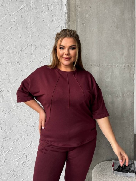 Легкий спортивный костюм бордового цвета 30947