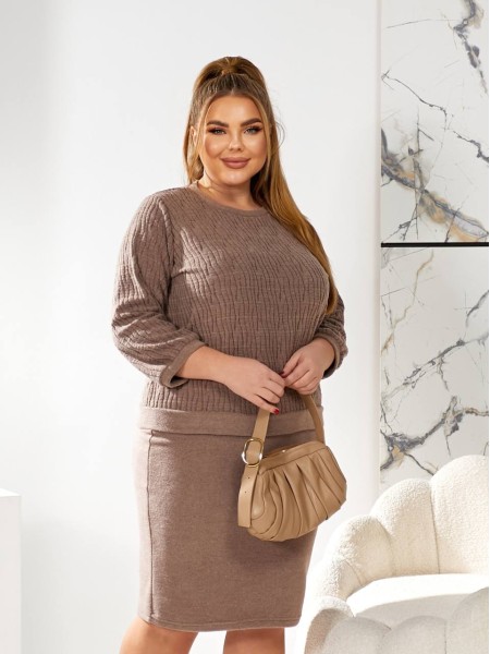 Прогулочный костюм с юбкой кофейного цвета 30950