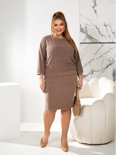 Прогулочный костюм с юбкой кофейного цвета 30950