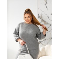 Прогулочный костюм с юбкой серого цвета 30952