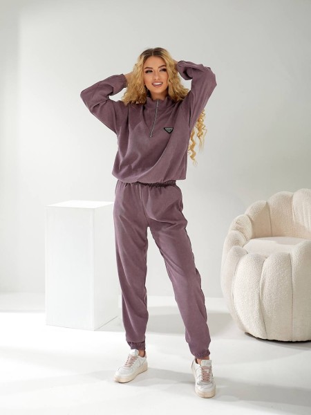 Вельветовый спортивный костюм сиреневого цвета  30998