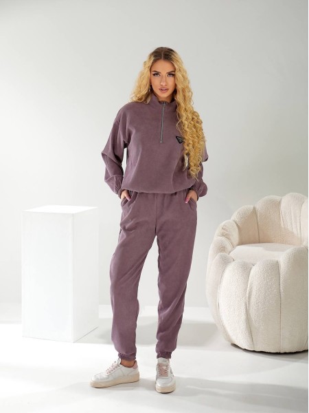 Вельветовый спортивный костюм сиреневого цвета  30998