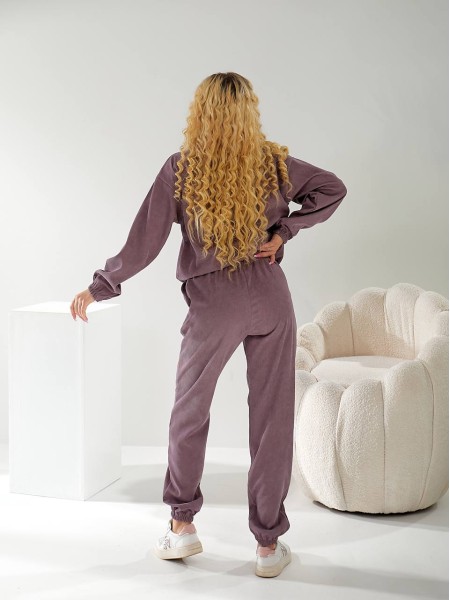 Вельветовый спортивный костюм сиреневого цвета  30998