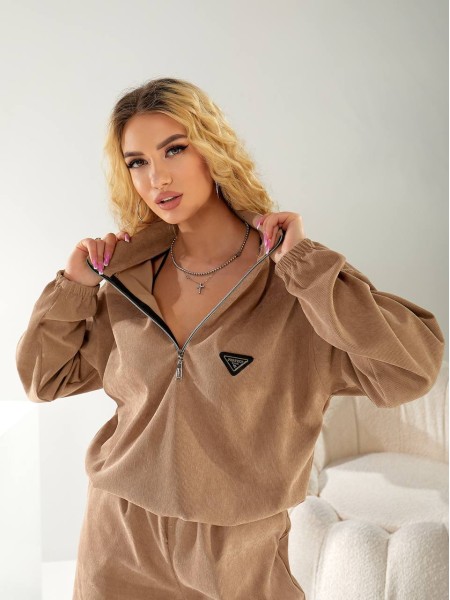 Вельветовый спортивный костюм кофейного цвета  31000