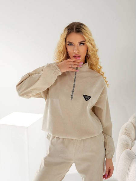 Вельветовый спортивный костюм бежевого цвета  31001