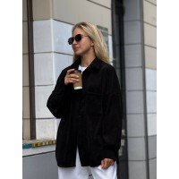 Жіноча вельветова сорочка чорного кольору 31006