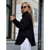 Жіноча вельветова сорочка чорного кольору 31006