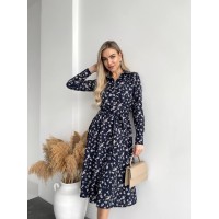 Легкое платье миди в цветок синего цвета 31007