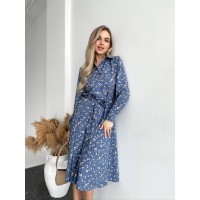 Легка сукня міді у квітку синього кольору 31008