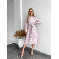Легка сукня міді у квітку рожевого кольору 31009