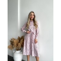 Легка сукня міді у квітку рожевого кольору 31009