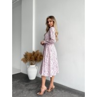 Легка сукня міді у квітку рожевого кольору 31009