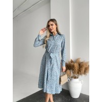 Легка сукня міді у квітку блакитного кольору 31012