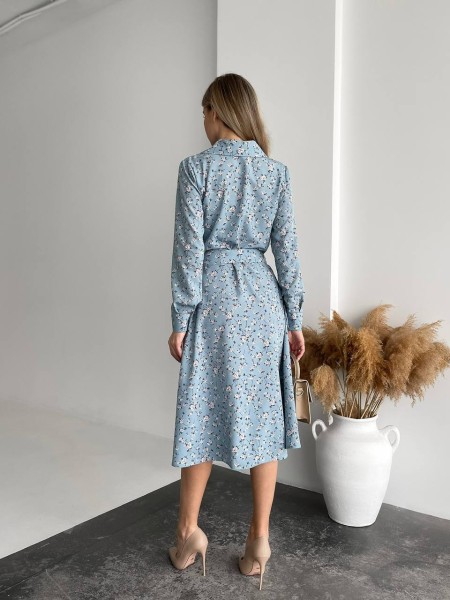 Легка сукня міді у квітку блакитного кольору 31012