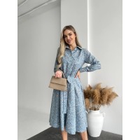 Легка сукня міді у квітку блакитного кольору 31012