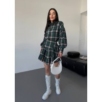 Женский костюм с юбкой в клетку зеленого цвета 31070