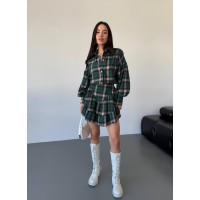 Женский костюм с юбкой в клетку зеленого цвета 31070
