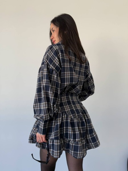 Женский костюм с юбкой в клетку темно-синего цвета 31071