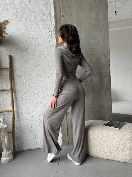 Прогулянковий жіночий костюм у рубчик сiрого кольору 31108