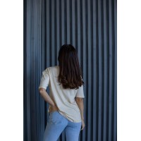 Базовая женская футболка с надписью бежевого цвета 31179