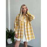 Жіноча фланелева сорочка в клітинку жовтого кольору 31213