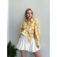 Жіноча фланелева сорочка в клітинку жовтого кольору 31213