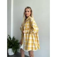 Жіноча фланелева сорочка в клітинку жовтого кольору 31213