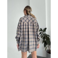 Жіноча фланелева сорочка в клітинку кавового кольору 31214