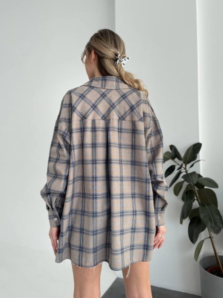 Жіноча фланелева сорочка в клітинку кавового кольору 31214