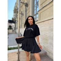 Жіноча легка спідниця міні чорного кольору 31220