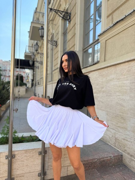 Жіноча легка спідниця міні бiлого кольору 31221