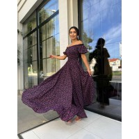 Повітряна сукня максі у квітку чорного кольору 31292