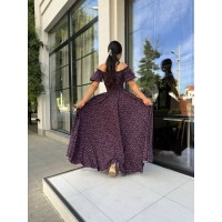 Повітряна сукня максі у квітку чорного кольору 31292