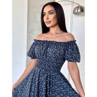 Повітряна сукня максі у квітку синього кольору 31295