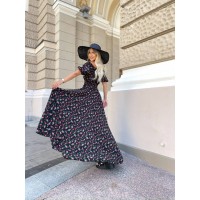 Повітряна сукня максі у троянду чорного кольору 31298