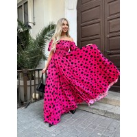 Воздушное платье макси малинового цвета 31299