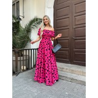 Воздушное платье макси малинового цвета 31299