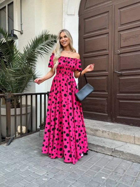 Повітряна сукня максі малинового кольору 31299