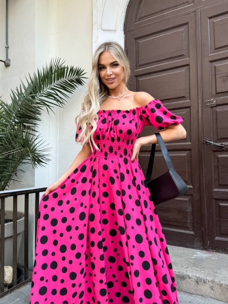 Повітряна сукня максі малинового кольору 31299