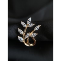 Серьги "Веточка" английский замок золотого цвета с белым камушком 31321