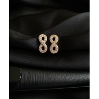 Сережки "Нескінченність" англійський замок золотого кольору з камінцями 31324