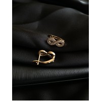 Сережки "Нескінченність" англійський замок золотого кольору з камінцями 31324