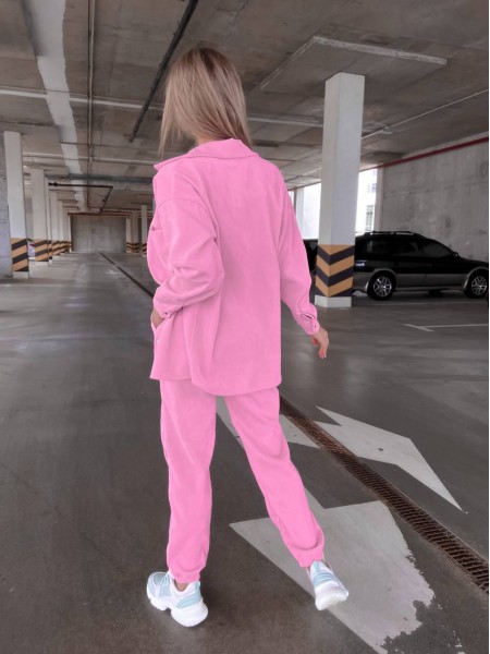 Вельветовий костюм на кнопках рожевого кольору 31337