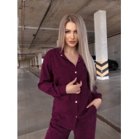 Вельветовий костюм на кнопках бордового кольору 31339