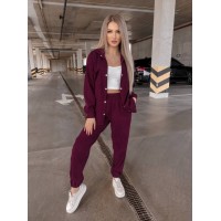 Вельветовий костюм на кнопках бордового кольору 31339