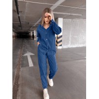 Вельветовий костюм на кнопках синього кольору 31341